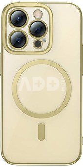 Baseus Glitter Magnetic Case pro iPhone 14 Pro (zlatý) + tvrzené sklo + čisticí sada