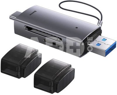 Baseus Lite Series SD/TF memory card reader, USB + USB-C (gray)