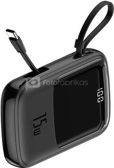Baseus Q pow Digital Display 3A Power Bank 10000mAh (With Type-C Cable) Black