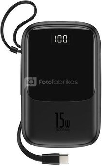 Baseus Q pow Digital Display 3A Power Bank 10000mAh (With Type-C Cable) Black