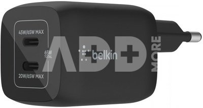 Belkin Netzladegerät 2xUSB-C 65W PD 3.0, PPS, schwarz WCH013vfBK