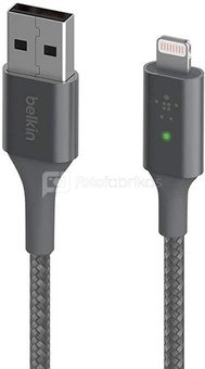 Belkin Smart LED Cable grey 1,2m USB-A / Lightning CAA007bt04GR