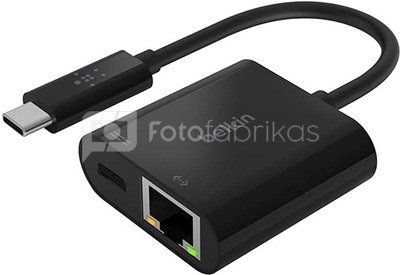 Belkin USB-C / Gigabit-Ethernet- Adapter 60W PD, black INC001btBK