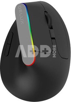 Bezdrátová vertikální myš Delux M618C 2,4G 1600DPI RGB (Černá)