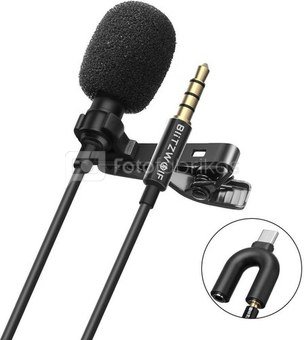 Blitzwolf BW-CM1 Lavalier microphone with clip, AUX, USB-C, 1.5m