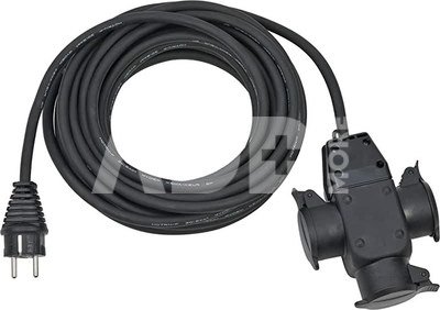 Brennenstuhl Extension Cable w. 3-way Rubber Coupling IP 44 10m