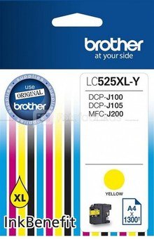 Brother Ink LC525XLY YEL 1300sh for DCPJ100/J105/J200