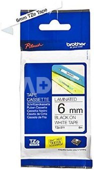 Brother labelling tape TZE-211 white/black 6 mm