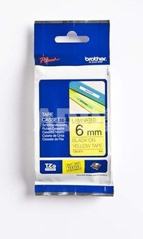 Brother labelling tape TZE-611 yellow/black 6 mm