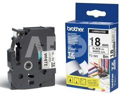 Brother TZ-E241, 18mm, black on white, adhesive, p-touch tape