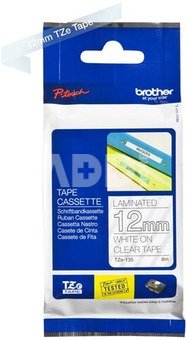 Brother labelling tape TZE-135 clear/white 12 mm