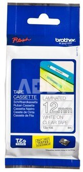 Brother labelling tape TZE-135 clear/white 12 mm