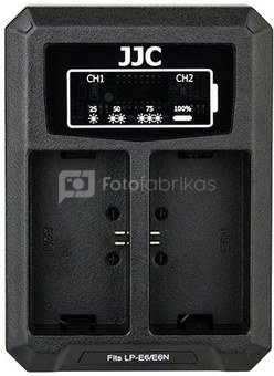 JJC Canon DCH LPE6 USB Dual Battery Charger (voor Canon LP E6 / LP E6N accu)