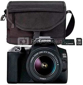 Canon EOS 250D + 18-55mm III + 16GB + Valymo servetėlė + Krepšys