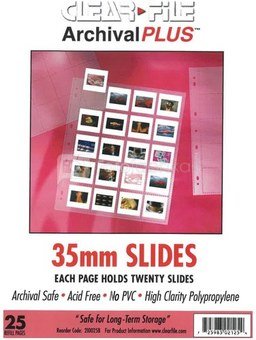 Clearfile PP slide film sleeves 35mm, fits 20 slide film, (25 sheets) CF25B