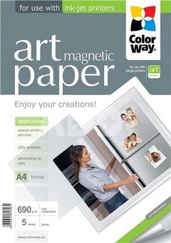 ColorWay Glossy Magnetic Photo Paper, A4, 690 g/m2, 5 sheets