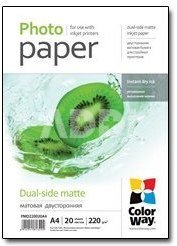 ColorWay Matte Dual-Side Photo Paper, A4, 220 g/m2, 20 sheets