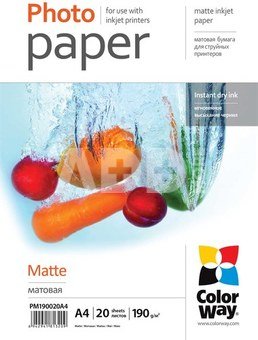 ColorWay Matte Photo Paper, A4, 190 g/m2, 20 sheets