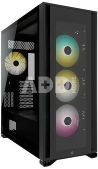 Corsair Tempered Glass Full-Tower PC Case iCUE 7000X RGB Side window, Black, Full-Tower, Power supply included No