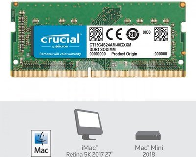 Crucial 16GB DDR4 2400 MT/s CL17 PC4-19200 SODIMM 260pin for Mac