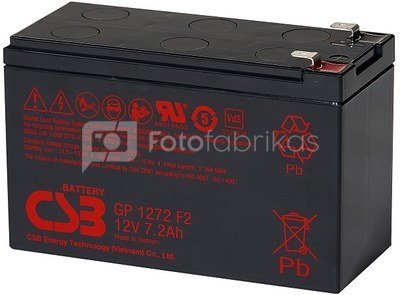 CSB Battery Valve Regulated Lead Acid Battery GP1272F2 7.2 Ah, 12 V