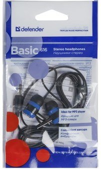 Defender EARPHONES BASIC 616 BLACK-BLUE
