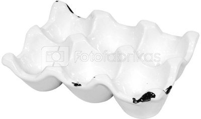 Dėklas 6 kiaušiniams keramikinis baltas 4x10x14,5 cm 100303