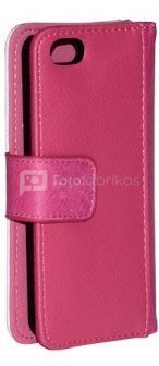 Apple iPhone 5 / 5S / SE Flip Case. Opens sidewards. Leather Look. Pink