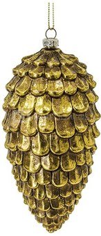 Dekoracija kankorėžis pakabinamas aukso spalvos 17x7x7 cm 122570 KLD