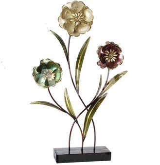 Dekoracija metalinė trys gėlių žiedai H:65 W:40 D:9 cm MWA581
