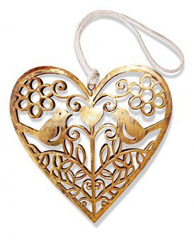 Dekoracija pakabinama Širdis aukso spalvos 11x11,5x2 cm 103710