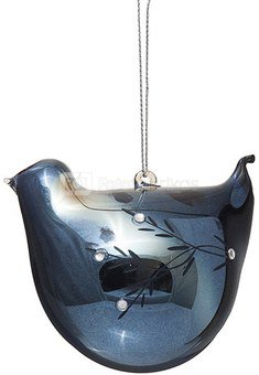 Dekoracija paukštelis stiklinis mėlynas YQM5619-4 8.3*5.7*7.5CM SAVEX