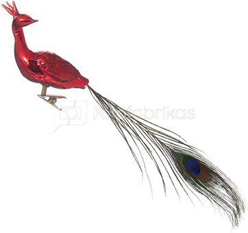 Dekoracija paukštelis stiklinis raudonas YQN3581 10x3,3 cm SAVEX