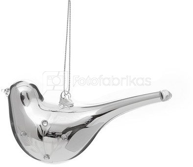 Dekoracija paukštelis stiklinis sidabro spalvos YQM5631 11*5.2*4 cm SAVEX