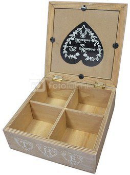 Dėžutė arbatai medinė su širdele 7x18x18 cm 77772 ddm