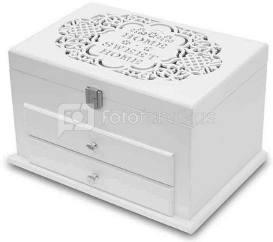 Dėžutė balta medinė su stalčiais 16x26x18 cm 113553
