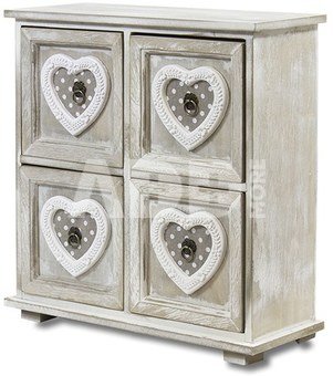 Dėžutė Komoda su širdelėmis medinė 36x35x13 cm 104724