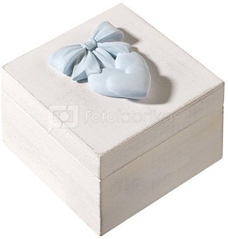 Dėžutė medinė su mėlyna širdute 8x8x5 cm A649(F) vaikiška Mascagni
