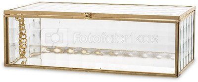 Dėžutė metalinė/stiklinė auksinės spalvos 7x20x10 cm 130998