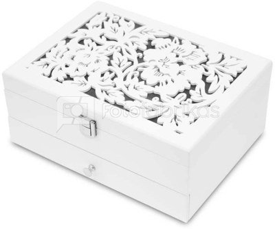 Dėžutė papuošalams balta medinė su stalčiumi 10,5x24x18 cm 113551