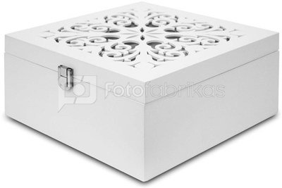 Dėžutė papuošalams medinė balta 10x23x23 cm 109629