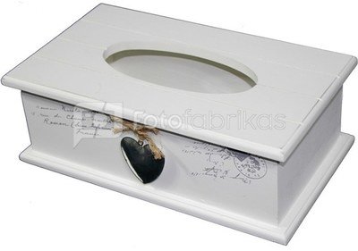 Dėžutė servetėlėms balta su širdele 9,5x27,5x15,5 cm 86680 ddm