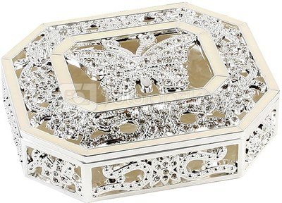 Dėžutė sidabro spalvos su drugeliu metalinė 3 h 9,4 w 8 d cm 14138 Viddop
