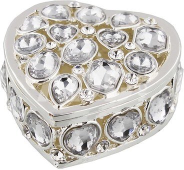 Dėžutė širdelės formos puošta kristalais H:2 W:5 D:5 cm 14446 išp.