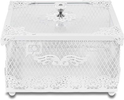 Dėžutė stiklinė/metalinė balta 14x20,5x20,5 cm 105095