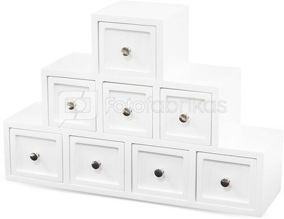 Dėžutė su stalčiais balta medinė 24,5x36,5x11 cm 112102 ddm