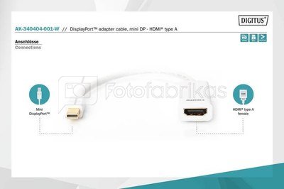 Digitus Adapter DisplayPort 1.1a miniDP-HDMI A MM 0.15m
