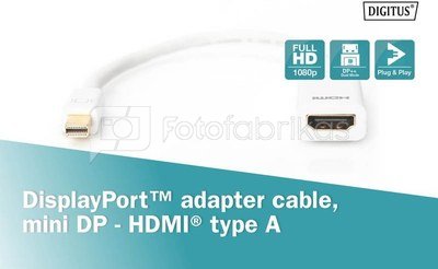 Digitus Adapter DisplayPort 1.1a miniDP-HDMI A MM 0.15m
