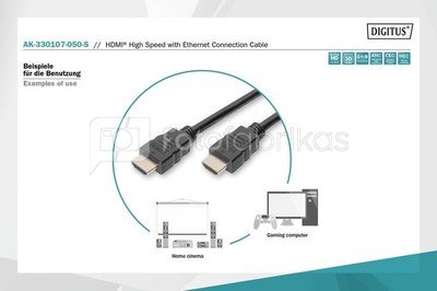 Digitus Cable HDMI Highspeed with Ethernet 4K 30Hz UHD Typ HDMI A/HDMI A M/M black 5m