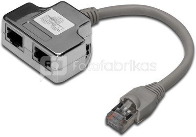 Digitus CAT 5e patch cable adapter, 2x CAT 5e, shielded  DN-93904 Black, RJ45 socket to RJ45 plug, 0.19 m